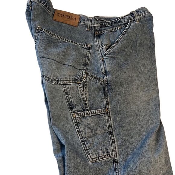 Nautica Blue Denim Loose Fit Carpenter Vintage Jeans Men's Size 34/30 - Picture 5 of 13
